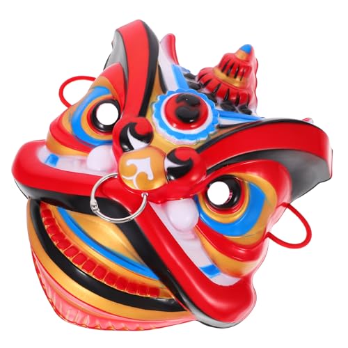 BESTonZON Lustiger Drachenkostüm Multifunktions-löwenmaske Froschmaske Dekorative Löwenmaske Maskerade-maske-paar Cosplay Zirkus Gasmaskenkostüm -halloween-kostüm Plastik Rot von BESTonZON