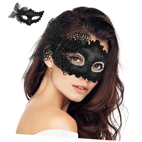 BESTonZON Maske Kostümparty Festival volles Gesicht paar kostüme funkeln Halloweenkostüm Halloween-Karnevalskostümzubehör maskiert Frauen maskieren Spitze Halloween Plastik Black von BESTonZON