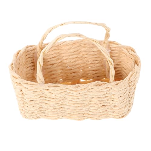 BESTonZON Mini-Aufbewahrung skorb Mini Korb puppenhaus deko Mini Mini-Schlüsselanhänger Webstuhl Miniaturkörbe für Puppenhaus Kleiner Einkaufskorb Rattan Beige von BESTonZON