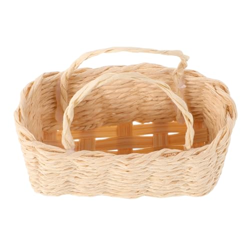 BESTonZON Mini-Aufbewahrung skorb Mini-Spielzeughaus Farbtafel für Mikrospielzeughaus Webstuhl Mini Korb Miniaturkorb aus Rattan puppenhaus einkaufskorb Bast Beige von BESTonZON