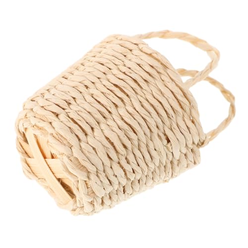 BESTonZON Mini-Aufbewahrung skorb Produkt Spielzeughaus Wagenspielzeughaus Eier- und Spielzeughaus Webstuhl Mini Korb Korb Puppenhaus-Obstkorb Miniaturkorb aus Rattan Bast Beige von BESTonZON