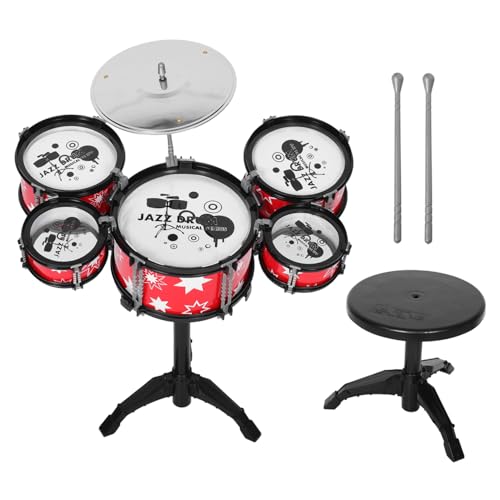 BESTonZON Mini Jazz Schlagzeug Set Realistische Musikinstrumente Für Kleinkinder Musikalisches Für Jungen Und ädchen Inklusive Hocker Und Trommelstöcken Ideal Für Musikalische von BESTonZON