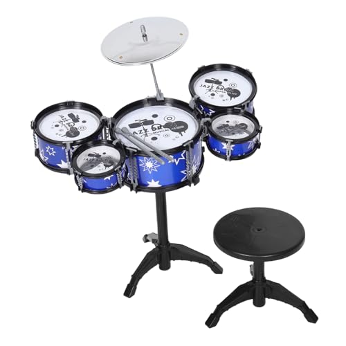 BESTonZON Mini Jazz Schlagzeug Set Realistisches Musikinstrument Für Kleinkinder Mit 5 Trommeln Material Inklusive Hocker Und Schlägel Ideales Musikspielzeug Für Jungen Und von BESTonZON