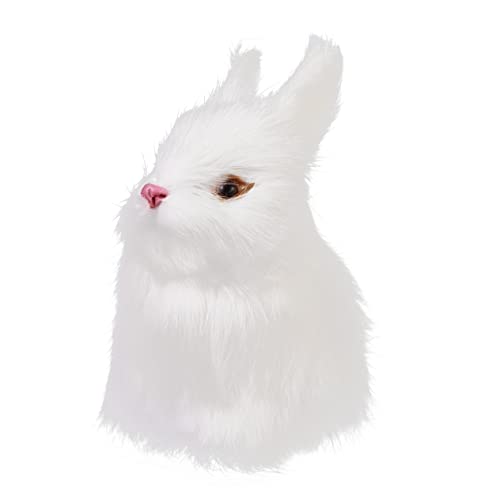 BESTonZON Mini-Kaninchen Hase Actionfigur Mikrospielzeug Miniatur-häschen Hase-Kaninchen- Miniaturkaninchen Ostern Plüsch Miniatur-Hasen Plüschtier Lebensechter Hase Miniaturpuppen Weiß von BESTonZON