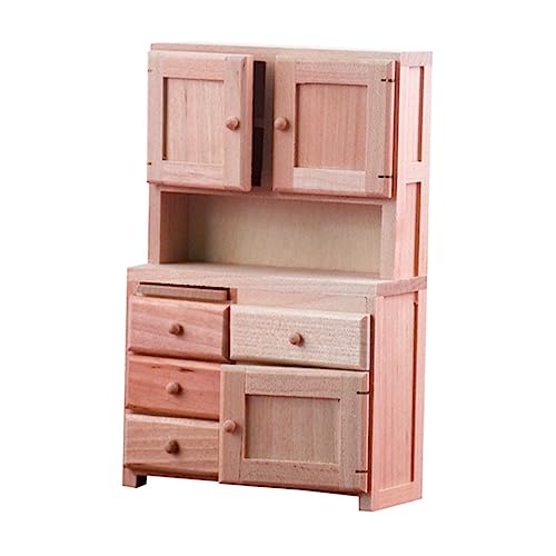 BESTonZON Mini-Kleiderschrank-Ornamente Mini-Hausschrank aus Holz Miniatur-Möbelornament puppenhausmöbel puppenstubenzubehör Modelle Wohnkultur Mini-Kleiderschrankmodell Schrankverzierung von BESTonZON