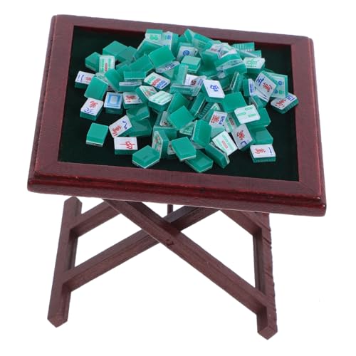 BESTonZON Mini-Mahjong-Tisch Modell Puppenstubentisch Puppenstubenstühle Puppenstubentisch Und -Stuhl Puppenhauszubehör Werkzeuge Zur Möbeldekoration Möbel Für Babypuppen Möbelmodell Hölzern von BESTonZON