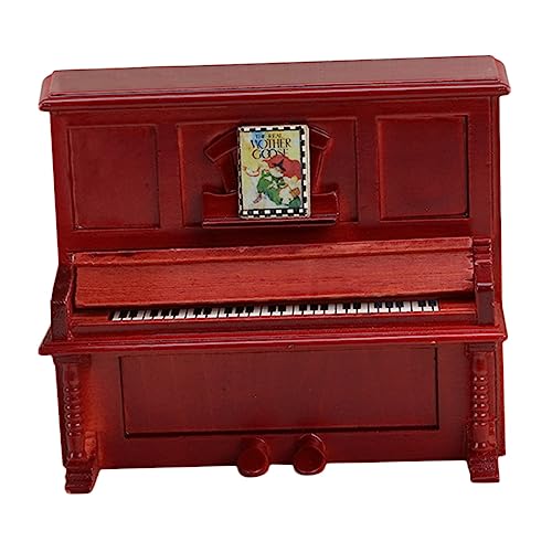 BESTonZON Mini-Piano-Modell Klavier Für Puppenhaus Miniatur-klaviermodell Puppenhausklavier Puppenhaus-miniaturklavier Holz Rot von BESTonZON