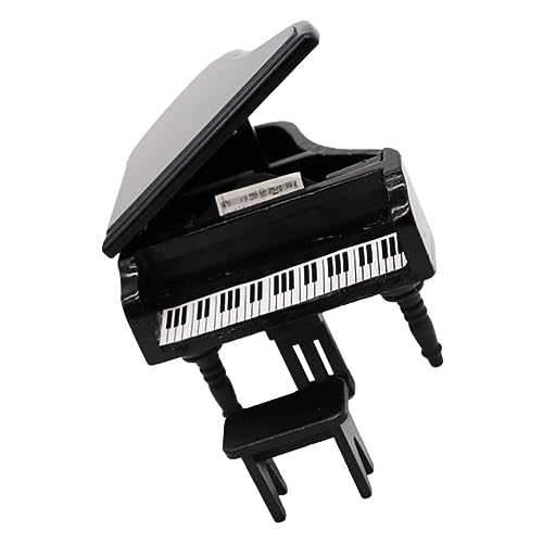 BESTonZON Mini-Piano-Modell Miniatur Mikro Moderne Puppenstubenmöbel bastelzeug handwerkskunst swor House Decoration Zubehör für Puppenhäuser Mini-Klavier aus Holz Black von BESTonZON