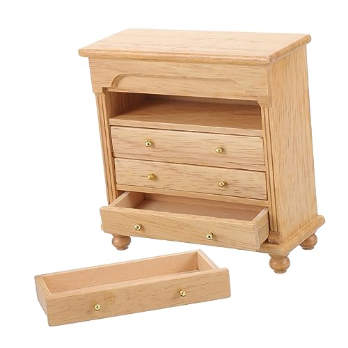 BESTonZON Mini-Sideboard in Holzfarbe Landschaftsbau Mini Winziges Hausdekor Miniaturmöbel Puppenhaus-nachttisch Mini-Sachen Puppenhausschrank Holzschrank Kind Klassisch Hölzern von BESTonZON