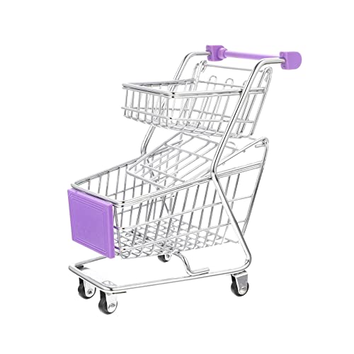 BESTonZON Mini-einkaufswagen Spielzeug-supermarktwagen Einkaufswagen-Spielzeug Doppelschichtiges Trolley-Spielzeug Kinderwagen Für Babys Spielzeug Für Kleinkinder Miniatur Violett Legierung von BESTonZON