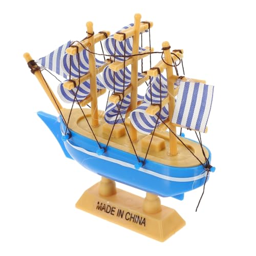 BESTonZON Mini-segelboot Segelboot-figur Schiff Nautisches Segelboot Dekoration Für Strandsegelboote Schreibtischdekoration An Der Küste Nautische Stranddekorationen Boot Figur Hölzern Blue von BESTonZON