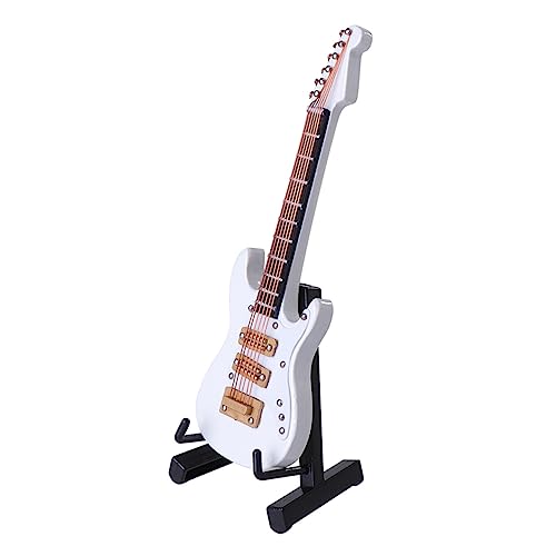 BESTonZON Miniatur Gitarrenmodell Weiß mit Box und Ständer Detailreiches Holz Dekorationsinstrument für Geburtstag Heim und Musikzimmerdekoration BESTonZON Miniatur Gitarrenmodell Weiß mit Box und Ständer Detailreiches Holz Dekorationsinstrument für Geburtstag Heim und Musikzimmerdekoration von BESTonZON