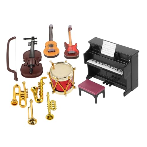 BESTonZON Mini Puppenhaus Zubehör Miniatur Instrumenten Set Für Puppenhaus Klassische Musikinstrumente Wie Klavier Und Geige Perfekte Dekoration Für Mini Szenen Und Puppenhaus Zubehör 1 Set von BESTonZON