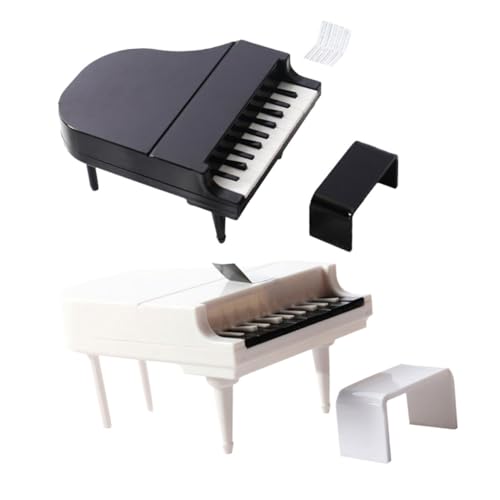 BESTonZON Miniatur Klavier Modell Mit Hocker Puppenhaus Zubehör Für Kreative Spielwelten 2 Sätze Mikroklavier Requisite Für Stilvolle Dekoration Im Miniaturformat von BESTonZON