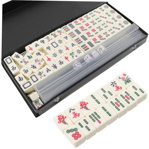 BESTonZON Miniatur Mahjong Set mit U Förmigem Lineal Traditionelles Chinesisches Reise Mahjongspiel Solide Gravierte Gelbe Spielsteine Tragbares Mini Mahjong Kit für Zuhause und Partyspaß BESTonZON Miniatur Mahjong Set mit U Förmigem Lineal Traditionelles Chinesisches Reise Mahjongspiel Solide Gravierte Gelbe Spielsteine Tragbares Mini Mahjong Kit für Zuhause und Partyspaß von BESTonZON