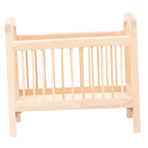 BESTonZON Miniatur Puppenbett Für Puppenhaus 1/12 Maßstab Babybett Modell Naturfarbe Ideales Für Und Miniatur Zubehör Für Kreative Spielwelten von BESTonZON