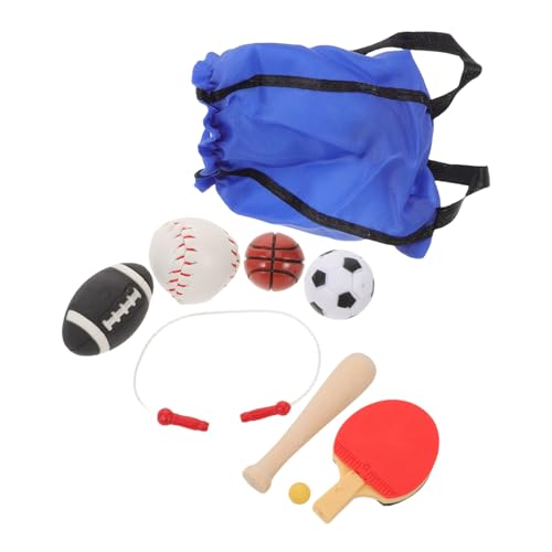 BESTonZON Miniatur Sportset für Puppenhaus Mini Basketball Fußball Tischtennis Baseball Springseil Kompaktes Mini Sportzubehör mit Tragetasche für Kreative Spielfiguren und Fotorequisiten BESTonZON Miniatur Sportset für Puppenhaus Mini Basketball Fußball Tischtennis Baseball Springseil Kompaktes Mini Sportzubehör mit Tragetasche für Kreative Spielfiguren und Fotorequisiten von BESTonZON