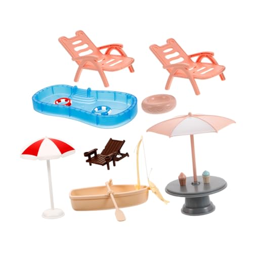BESTonZON Miniatur Strandspielset Teilig mit Schwimmring Strandstuhl Sonnenschirm und Boot Leichte DIY Pool Dekoration für Puppenhäuser und Gartenlandschaften Tragbar für Drinnen und Draußen BESTonZON Miniatur Strandspielset Teilig mit Schwimmring Strandstuhl Sonnenschirm und Boot Leichte DIY Pool Dekoration für Puppenhäuser und Gartenlandschaften Tragbar für Drinnen und Draußen von BESTonZON