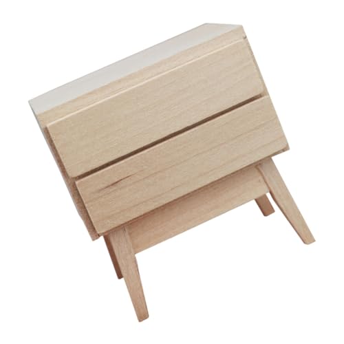 BESTonZON Miniaturmöbelmodell Modellmöbel Puppenhausmöbel Puppenhaus-Regal-Dekor Puppenhaus-Nachttisch bastelset komodenschrank Mini-Hausschrank Wohnzimmer Kleiner Schrank hölzern Beige von BESTonZON