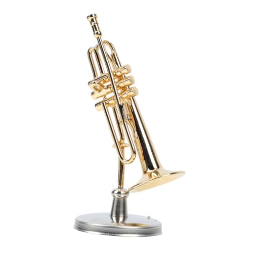 BESTonZON Modell Eines Blasinstruments Nachbildung Eines Trompetenmodells Mini-trompetenmodell Trompeteninstrument-Figur Musik Trompete Trompeten-Desktop-Ornament Saxophon Miniatur Kupfer von BESTonZON