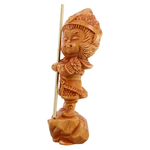 BESTonZON Monkey King Dekorative Stücke Figuren Mini Affen Skulptur Holz Affen Statue Mini Affen Statue Affen King Action Action Miniatur Statue Hellbraun Holz Holz von BESTonZON