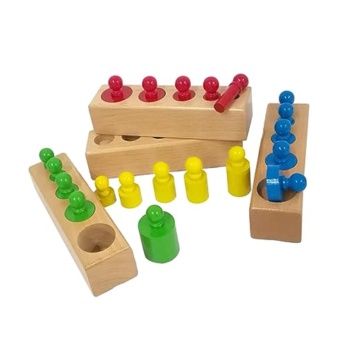 BESTonZON Montessori Bunter Zylinderstecker Puzzle Pädagogisches Holzspielzeug Für Frühes Lernen Fördert Die Motorik Und Kreativität Ideal Für Ab 3 Jahren von BESTonZON