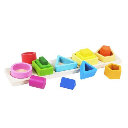 BESTonZON Montessori Geometrisches Stapelspiel Für Kleinkinder 1 Set Holzsortierspielzeug Mit Geometrischen Bauklötzen Für Ab 1 Jahr Lernspielzeug Zur Der Feinmotorik Und des von BESTonZON