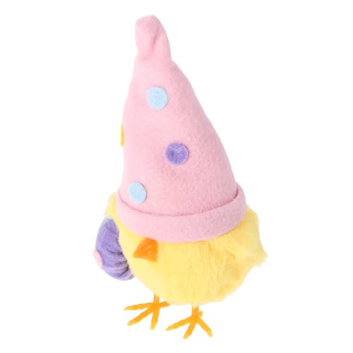 BESTonZON Osterdeko Kuscheltier Huhn Frühlingsdeko Eltern Kind Herdknopf Kindersicherung Mini Hühner Kinderspielzeug Süßes Küken Weiches Plüschküken Stoff Rosa von BESTonZON