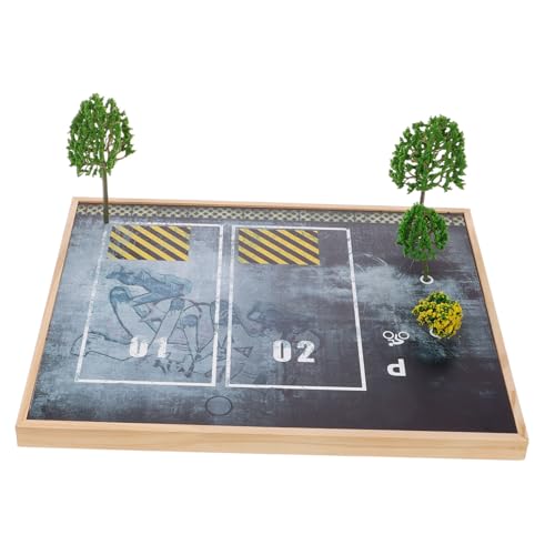 BESTonZON Parkplatz-Modell Parkplatz Anzeigen Spiele Zum Parken Von Autos Spielmatte Für Kinderautoteppiche Modell Eines Autogaragenparkplatzes Parkhaus Für Spielzeugautos Holz von BESTonZON