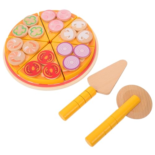 BESTonZON Pizzaspielzeug Pizza Spielen Gefälschte Pizza Spielzeug Lebensmittel Kinderpizza Spielset Essen Schneiden Spielzeug Spielküche Zubehör Küche Spielen Montessori von BESTonZON