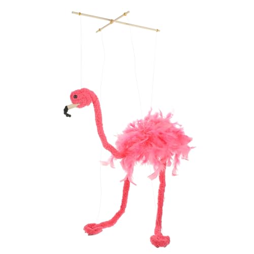 BESTonZON Plüsch-Flamingo-Puppe Marionetten Tiermarionette ausgestopft Strauß interaktive Puppen Spielzeug für Kinder Spielzeug Leistung Plüschpuppe Zubehör für Puppenspiele Bambus Rosa von BESTonZON