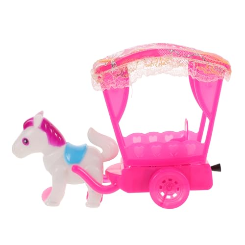 BESTonZON Ponyspielzeug Partygeschenke für Kleinkinder Babyspielzeug Auto für Kleinkinder Spielzeug Pferdekutsche Spielzeug Kutsche Partyspielzeug Spielzeug für Babyautos Plastik Rosy von BESTonZON