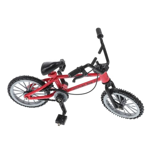 BESTonZON Puppenhaus Fahrrad Miniatur-Fahrraddekoration Mini-Fingerbikes Puppenhaus Zubehör Puppenhaus Accessoires Fingerbike-Modelle Miniaturfahrrad Finger-Mountainbike-Modell Legierung rot von BESTonZON