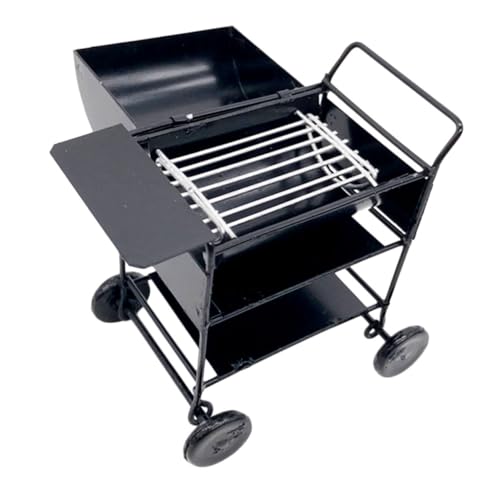 BESTonZON Puppenhaus Grillwagen Küchensimulations-grillwagen Puppenhaus-Accessoire Grillzubehör Kleine Schubkarre Miniatur-puppenhausmöbel Mini-zubehör Haushaltsprodukte Draussen von BESTonZON