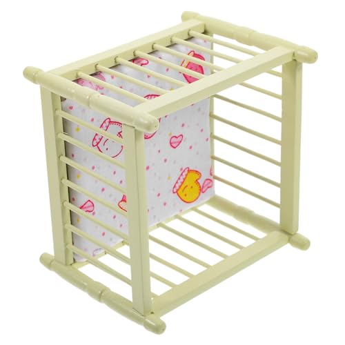 BESTonZON Puppenhaus Krippe Mini Hausbett Dekoratives Puppenbett Miniaturbettmodell Minibett Für Puppen Puppenhaus Babybett Mini-Kinderbett Spielzeug Babybett Puppenhauszubehör Birke von BESTonZON