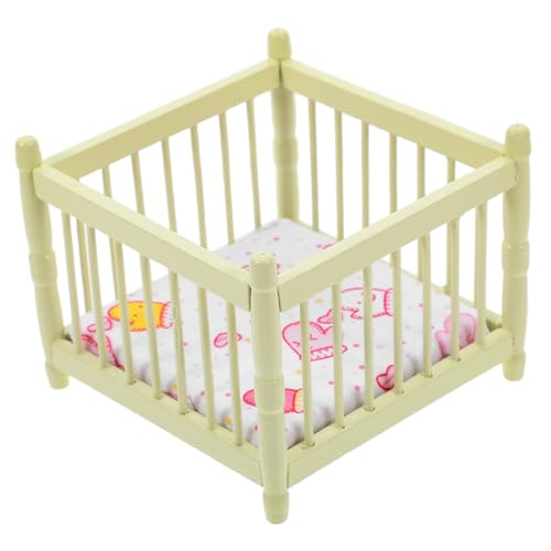 BESTonZON Puppenhaus Krippe Mini-hausschmuck Mini-Kinderbett Dekoratives Puppenbett Mini-hausmöbel Puppenhaus Babybett Babypuppenbett Spielzeug Babybett Minibett Für Puppen Polyester von BESTonZON