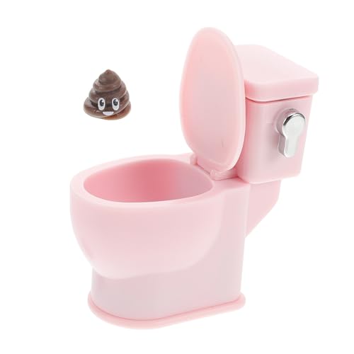 BESTonZON Puppenhaus-Toilette Puppenhaustoilette Mini-möbel Toilettenmodelle Miniaturmöbel Puppenhaus-Badezimmer-Accessoires Puppenhausmöbel Toilette Kuchendeckel Winzige Möbel Rosa Plastik von BESTonZON