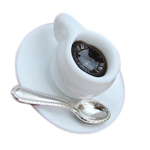 BESTonZON Puppenhaus-kaffeetasse Mini-kaffeetassenmodell Simulation Kaffeetasse Ornament Puppenhaus Szene Schmuck Simulation Kaffeetassenmodell Desktop-Dekoration Miniaturmöbel Keramik Weiß von BESTonZON