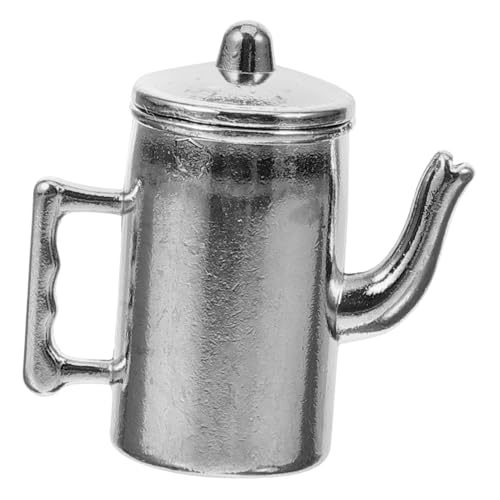 BESTonZON Puppenhausmöbel Mini-küchengerät Stumpf- Heimwerken Miniatur Kaffeemaschine Kleine Teekannen Aus Porzellan Mit Teesieb Metall Silver von BESTonZON