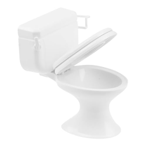 BESTonZON Puppentoilette puppenhaus Toilette realistische Toilette Puppenhauszubehör Miniatur-Puppenhausmöbel Mini-Toilettenspielzeug Puppenhausmöbel-Toilette Mini-Töpfchen Plastik Weiß von BESTonZON