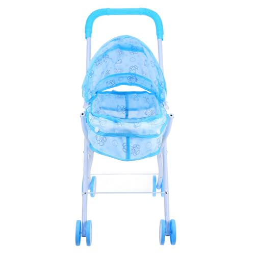 BESTonZON Puppenwagen Kinderwagen für Babypuppe realistischer Spielzeugkinderwagen Kinderwagen Spielzeug Kinderwagen für Puppen Puppensachen Partyspiele Kinderwagen Eisen Sky-Blue von BESTonZON