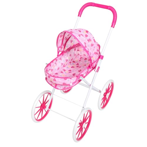 BESTonZON Puppenwagen rosafarbener Puppenkinderwagen Regenschirm Kinderwagen Spielzeug Kinderwagen Spielzeug-Kinderwagen Kinderwagen für Babypuppen gefälschter Kinderwagen Oxford-Stoff von BESTonZON