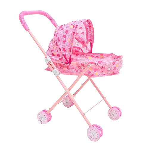 BESTonZON Puppenwagenzubehör Liebeswagen Kinderschmuck Beweglicher Kinderwagen Kinderwagen Bausatz Kleiner Puppenwagen Mini-schmuck Kleiner Kinderwagen Jogging Kinderwagen Rosa Abs von BESTonZON