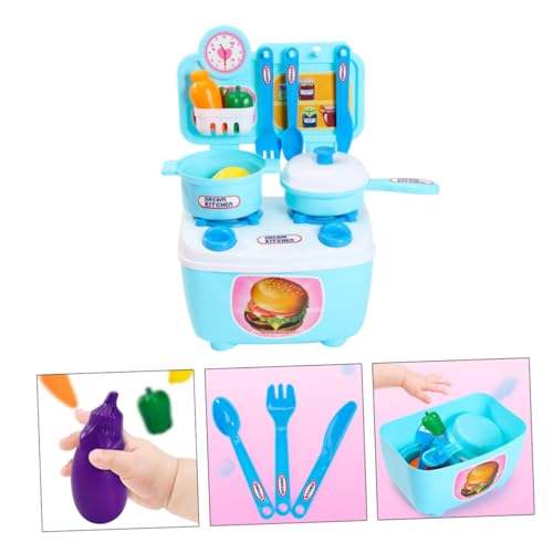 BESTonZON Rollenspielset Küche Spielküche Mit Herd Geschirr Und Küchenutensilien Für Kreative Kochabenteuer Ideal Für Jungen Und ädchen Blau Ab 3 Jahren von BESTonZON