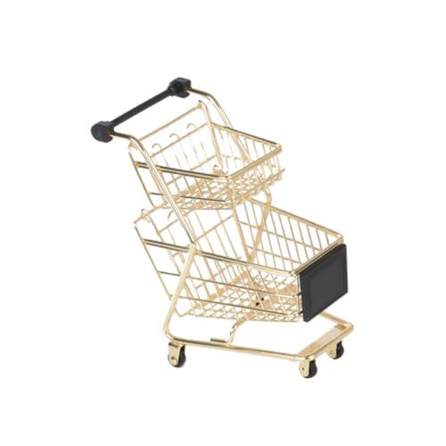 BESTonZON Rollenspielwagen Kindertrolley Kinder schubkarre Mini einkaufswagen kindereinkaufswagen Mini-Trolley Spielzeug Trolley-Spielset Mini-Einkaufswagen Spielwagen vortäuschen Golden von BESTonZON