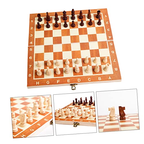 BESTonZON Satz Entwürfe faltbares Schachbrett Brettspiele für Kinder Logikspiele für Kinder pädagogisches Spielzeug Kinder schachspiel Boardgames Faltschach Holzklappbrettspiel Hölzern Brown von BESTonZON