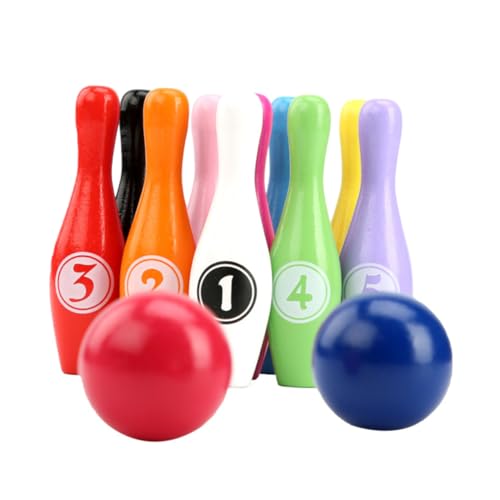 BESTonZON Satz Kinder Bowling im Freien Kinder Bowling Set Kinder holzspielzeug Trainingsanzug Kinderspielzeug Bowling für Kinder Bowlingspielzeug für Kinder Puzzle einstellen Spielzeugball von BESTonZON