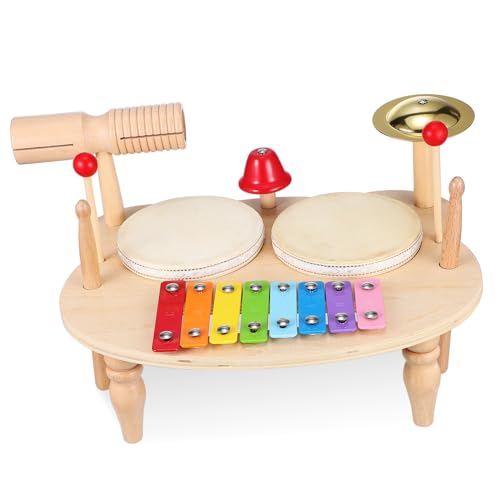 BESTonZON Kinder Trommel Schlagzeug Set Für Trommel Mit Xylophon Musikinstrumente Für Kleinkinder Ideales Lernspielzeug Für Jungen Und Ädchen Ab 1 Jahr Musikalische Spielzeuge Für Babies von BESTonZON