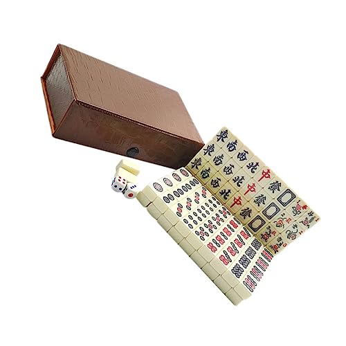 BESTonZON Tragbares Mahjong-Spielzeug Reisefreundliches Mahjong-Set Unterhaltungsspiel Melamin Sicher Beige von BESTonZON