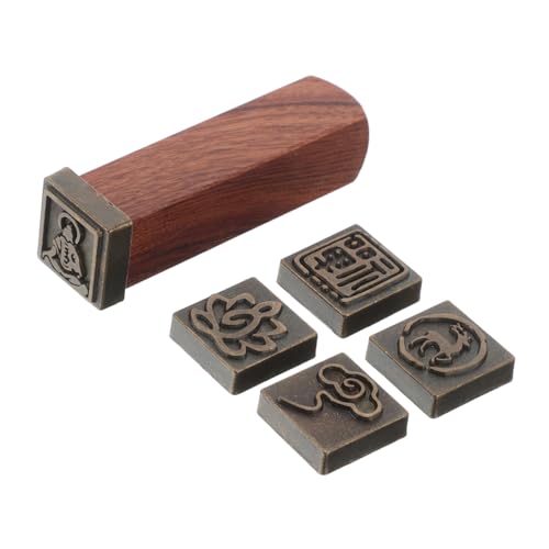 BESTonZON Siegel Holzstempel chinesische Stempel handgefertigte Stempel Kunst und Handwerk Stempel chinesische Kultur Stempel Mini-Stempel aus Ton Druckstempel aus Holz Töpferstempel Magnet von BESTonZON